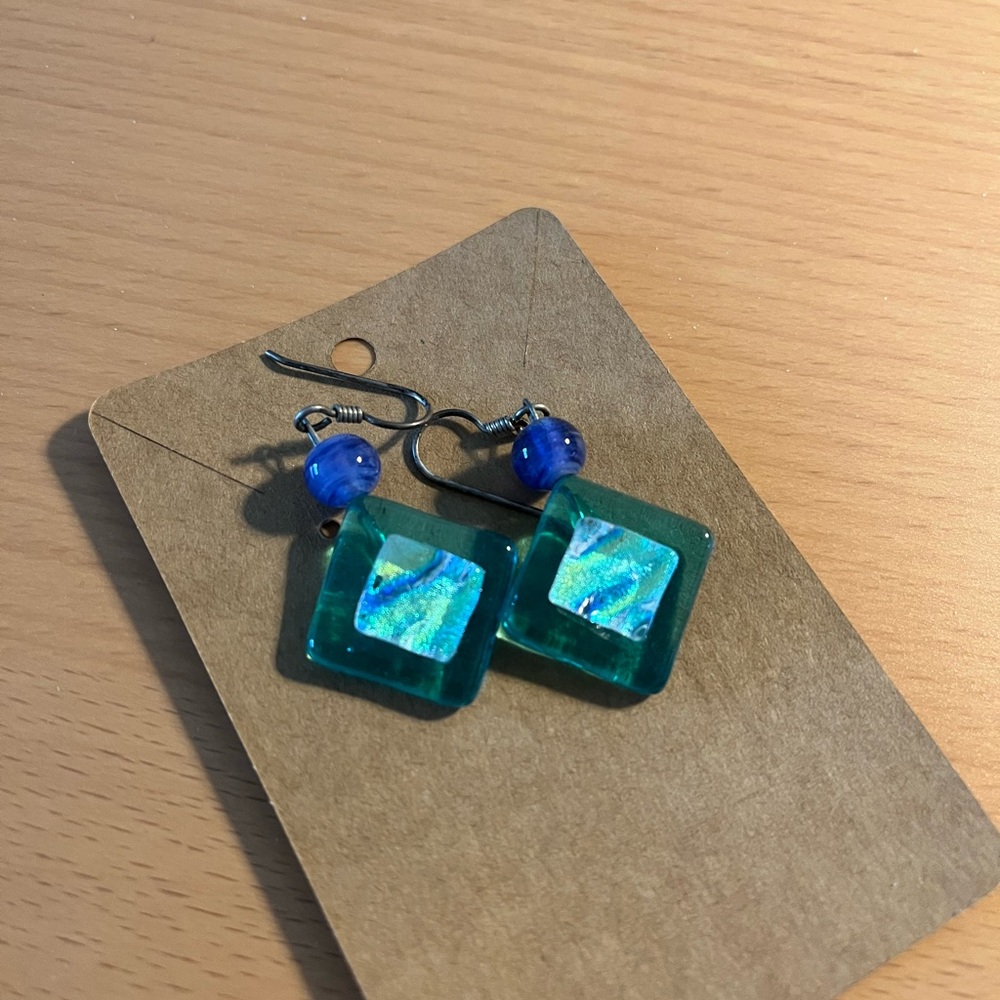 Blue Geometric Earrings